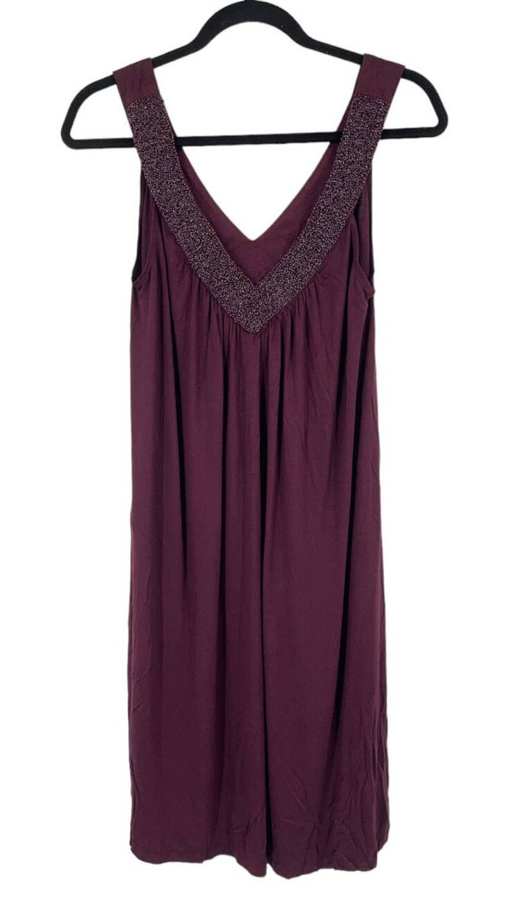 Lovestitch dress Sparkle Beaded "V" Neck Knee Length purple size Small S